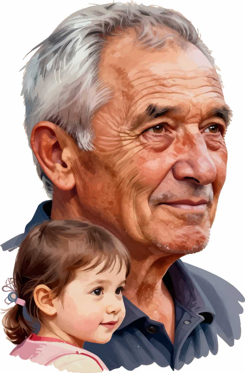 Дедушка с внуком SVG