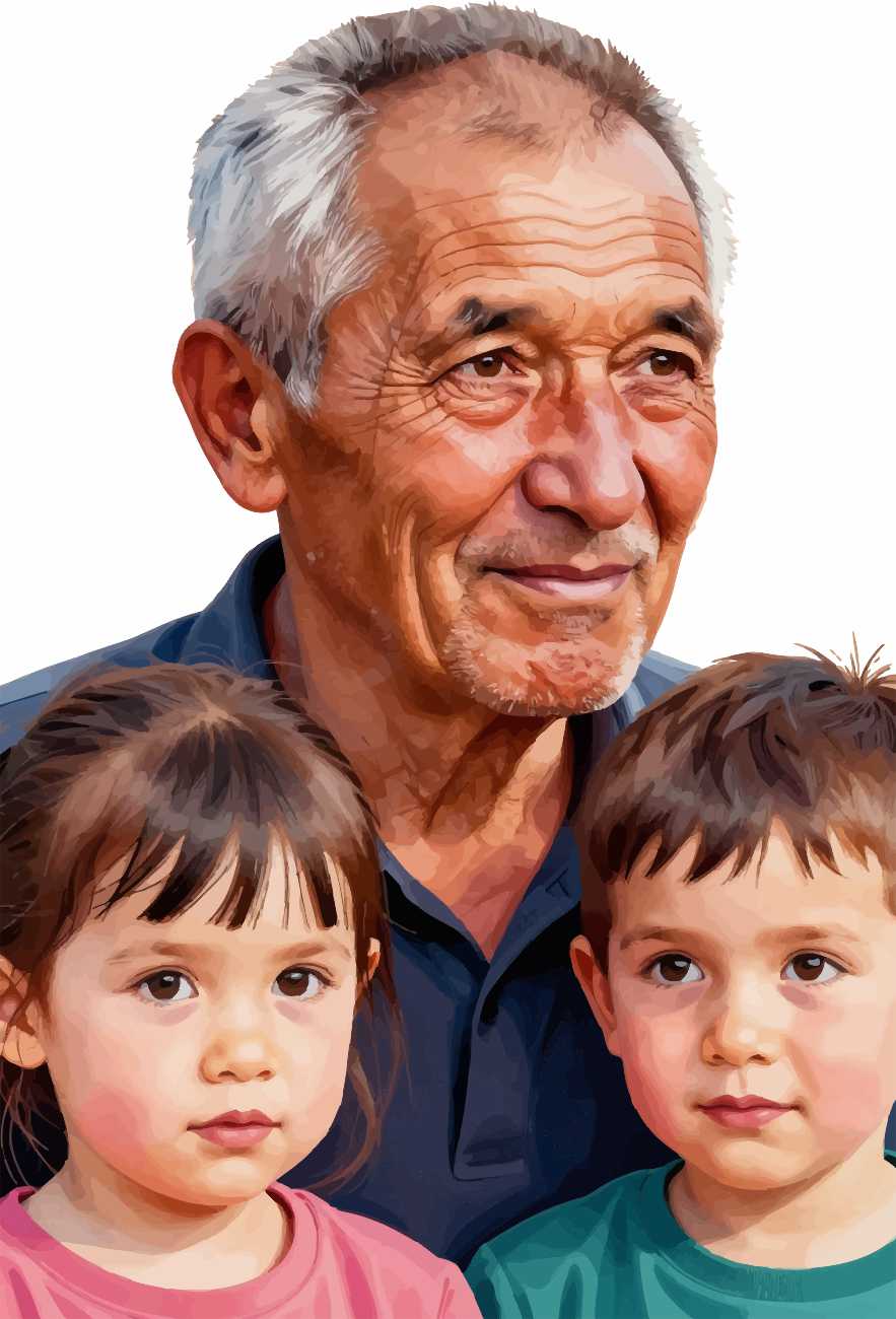 Дедушка с внуками SVG